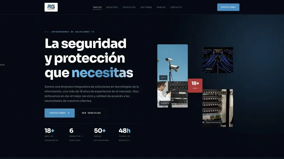 Página de inicio de RG Tecnologías