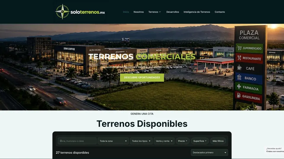 Página de inicio de Solo Terrenos